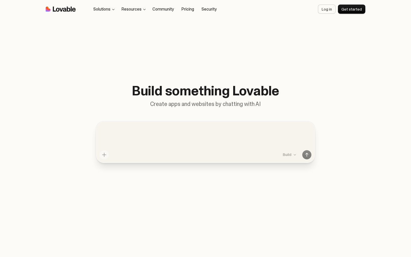 Interface Lovable — barre de prompt pour décrire son app en langage naturel