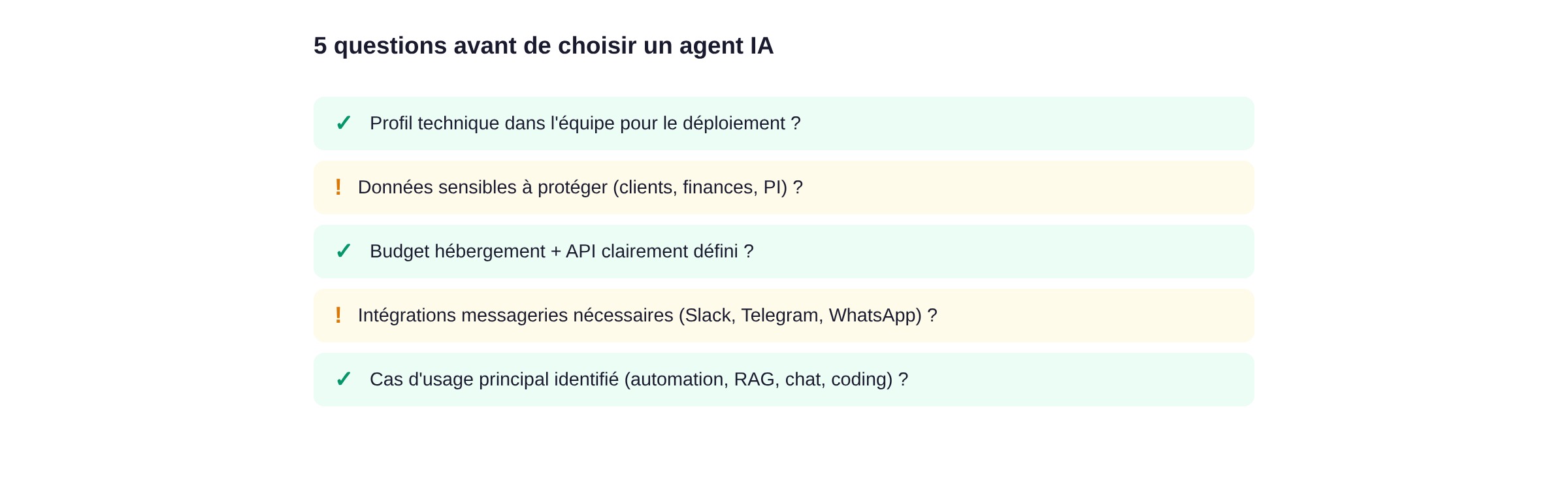 Checklist : 5 questions à se poser avant de choisir un agent IA open source