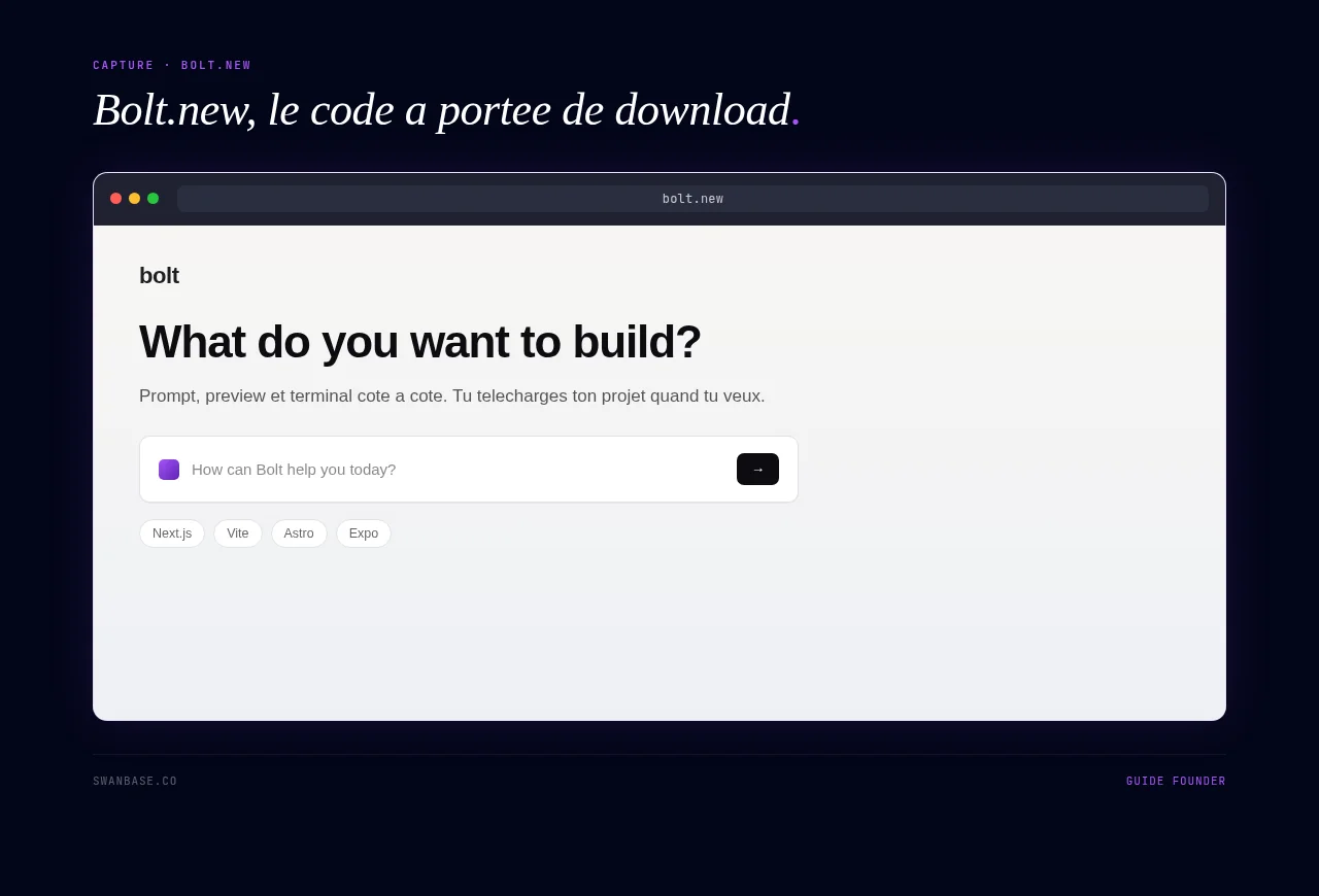 Bolt.new, le code a portee de download