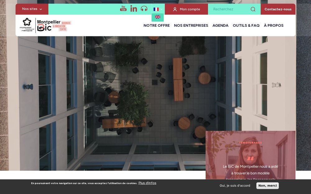 Page actualités et startups incubées BIC Montpellier