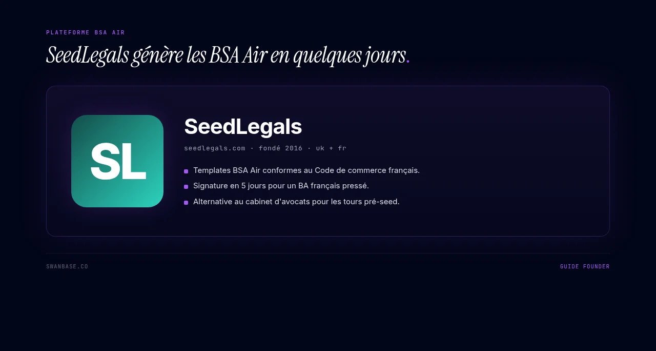 SeedLegals génère les BSA Air en quelques jours