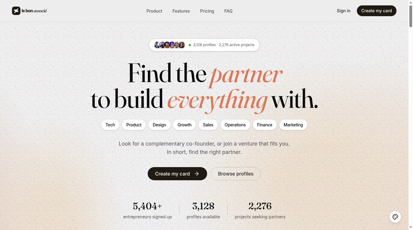 Le Bon Associé home page, October 2026