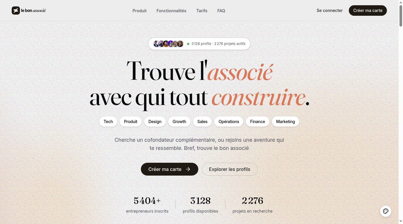 Page d'accueil de Le Bon Associé, octobre 2026