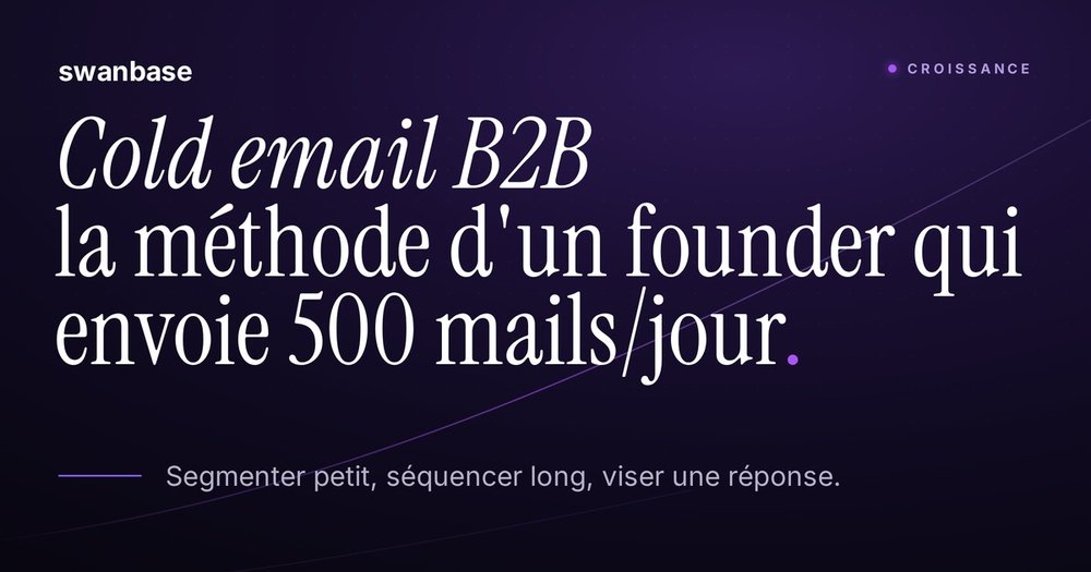 Bannière swanbase Cold email B2B : la méthode d'un founder qui envoie 500 mails/jour