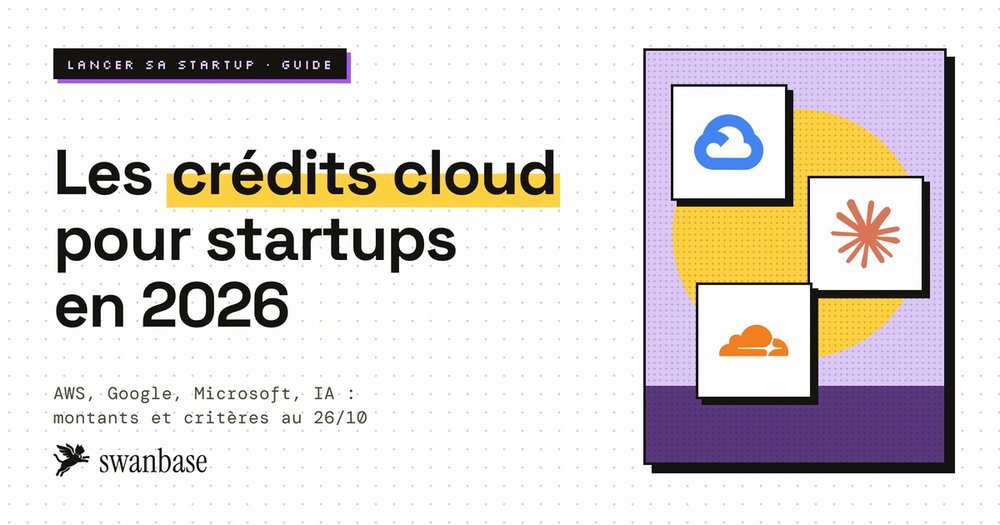 Couverture swanbase du guide des crédits cloud pour startups en 2026 : AWS Activate, Google for Startups, Microsoft for Startups et programmes d'IA