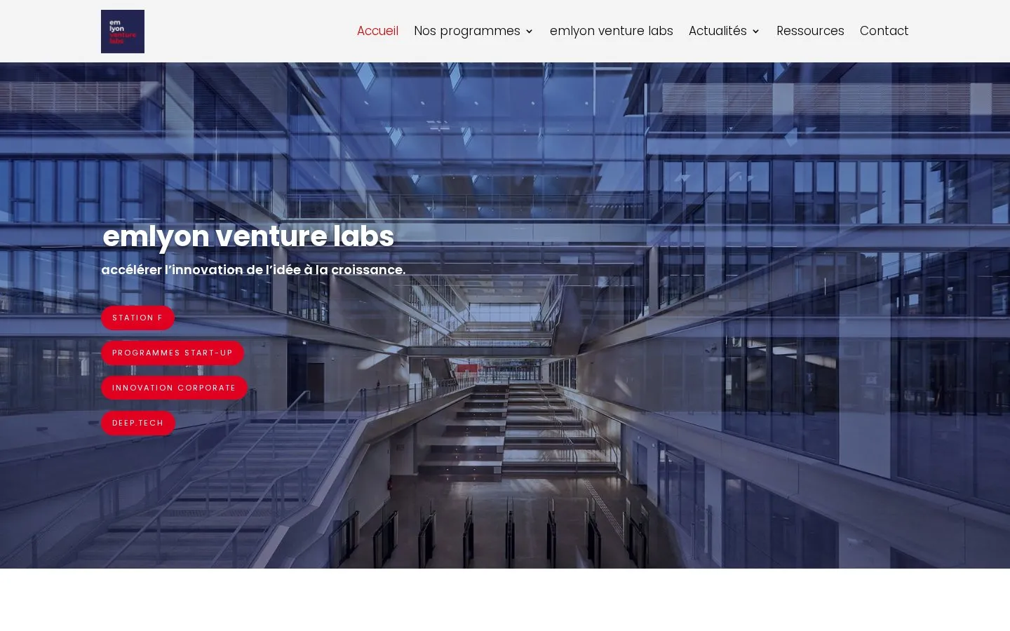 Site officiel emlyon venture labs — 1 300 entreprises créées, 12 000 emplois, 40 ans d'expérience