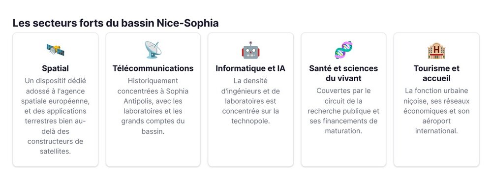 Les secteurs forts du bassin Nice-Sophia