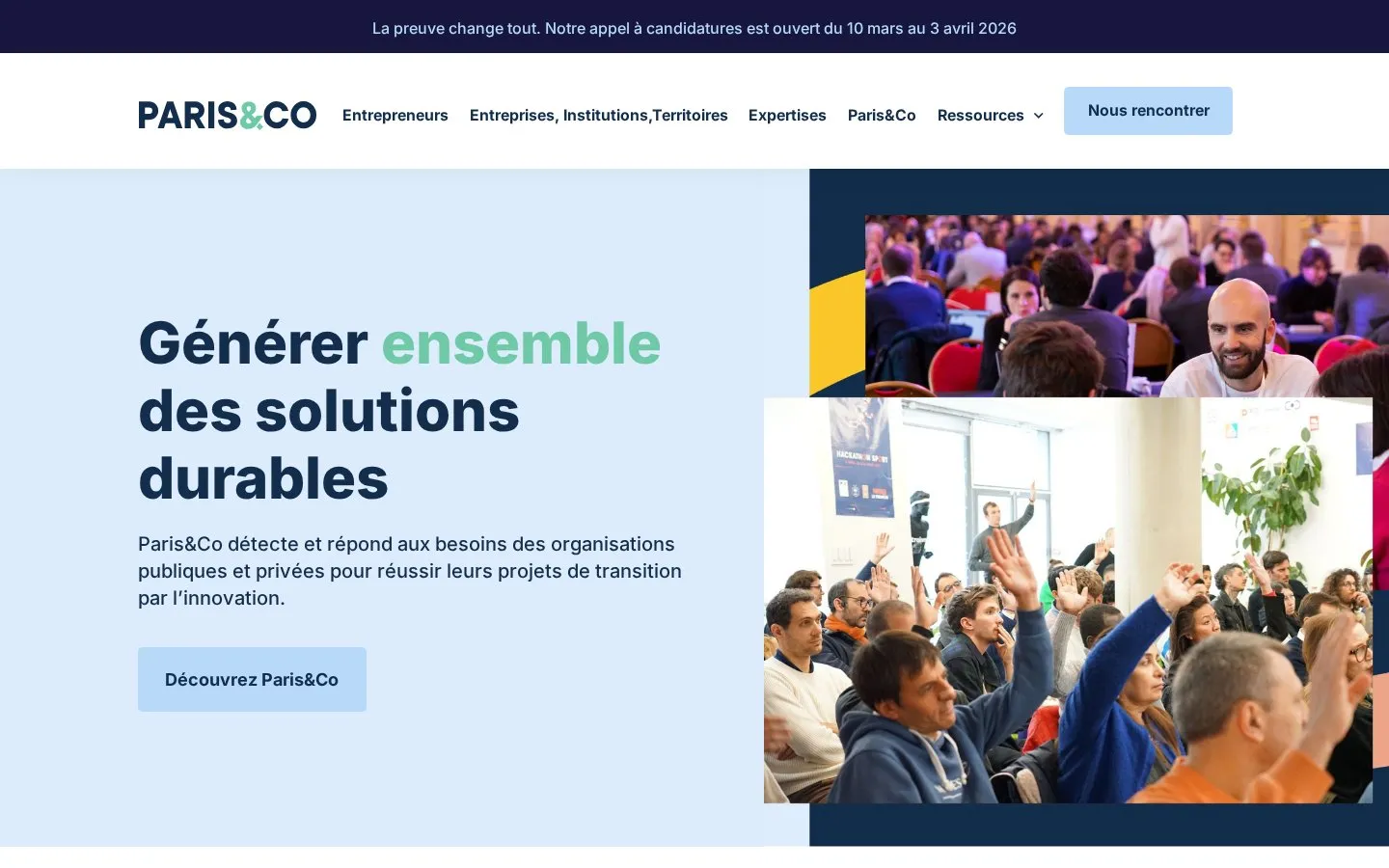Site officiel Paris&Co — agence d'innovation de la Ville de Paris, 12 plateformes sectorielles