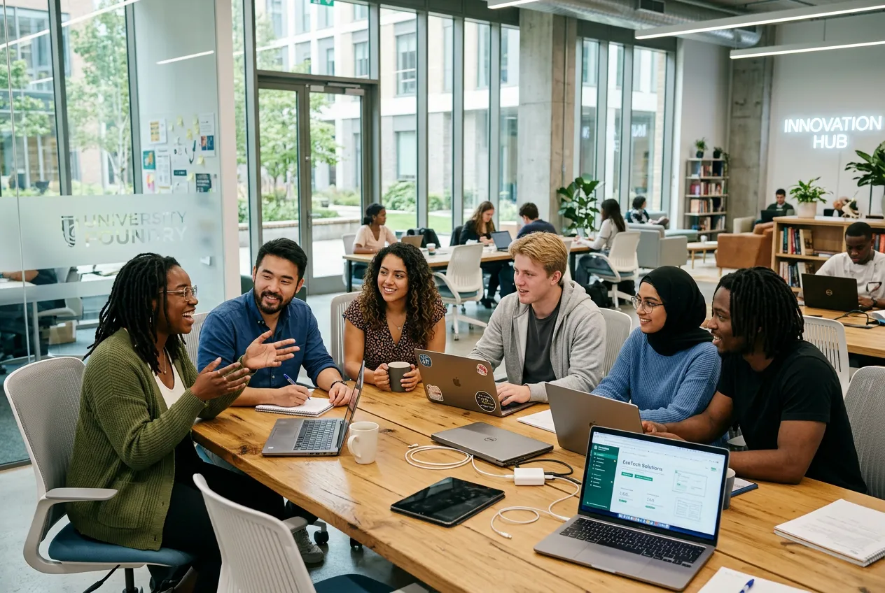 Espace de co-working TBSeeds avec étudiants entrepreneurs