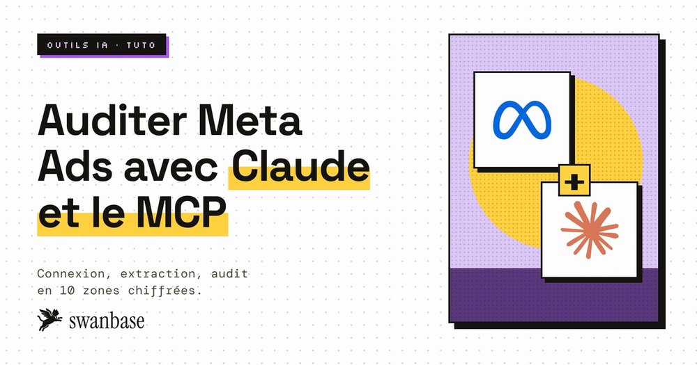 Couverture swanbase du guide Meta Ads MCP dans Claude, de la connexion à l'audit en 10 zones
