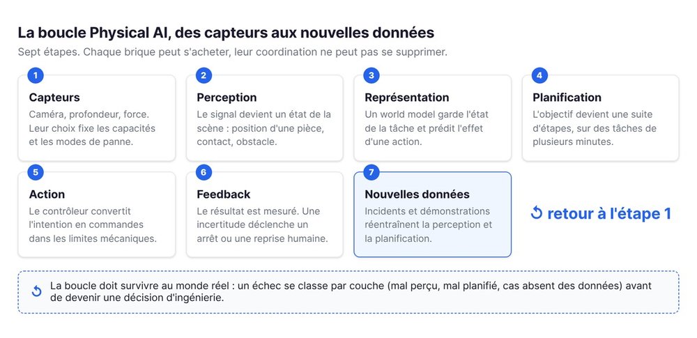 La boucle Physical AI en sept étapes, des capteurs aux nouvelles données