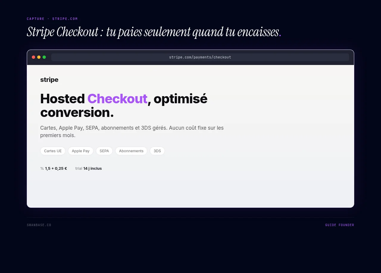 Stripe Checkout : tu paies seulement quand tu encaisses