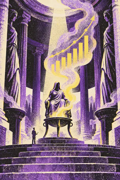 L'oracle de Delphes, dont la fumée dessine une courbe de revenus